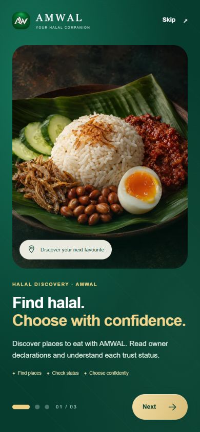AMWAL public halal discovery app introduction
